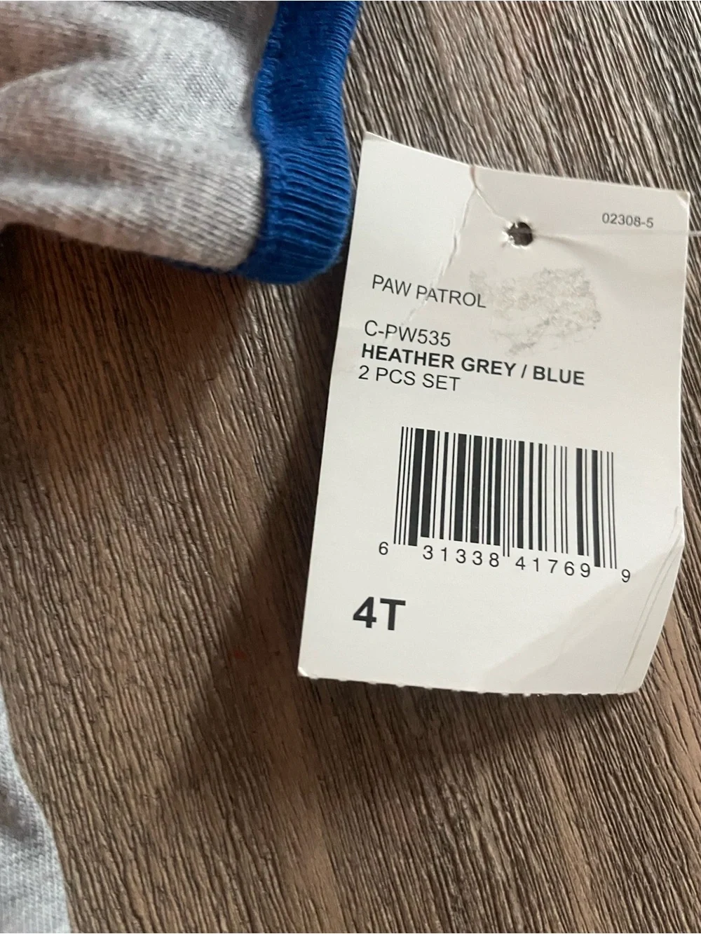 Paw Patrol Heather Grey Tee with Blue Trim